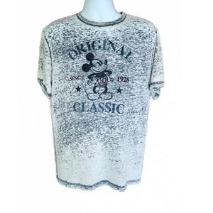 Men’s Disney Mickey Mouse Ringer T-Shirt Distressed Heathered Medium Retro1928